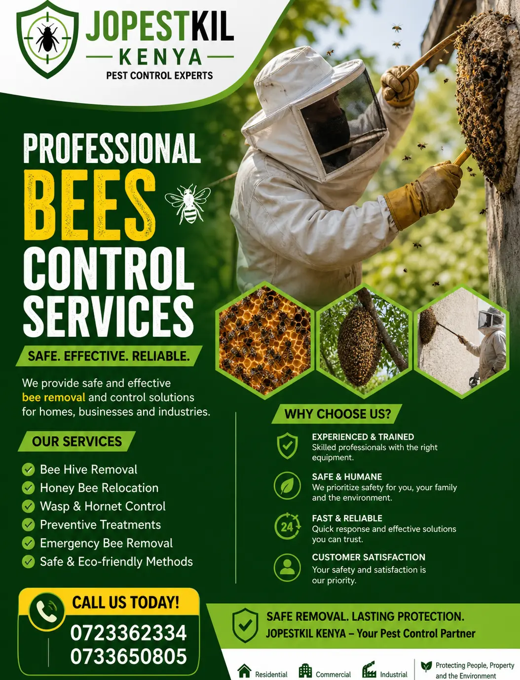 Bee control and removal services